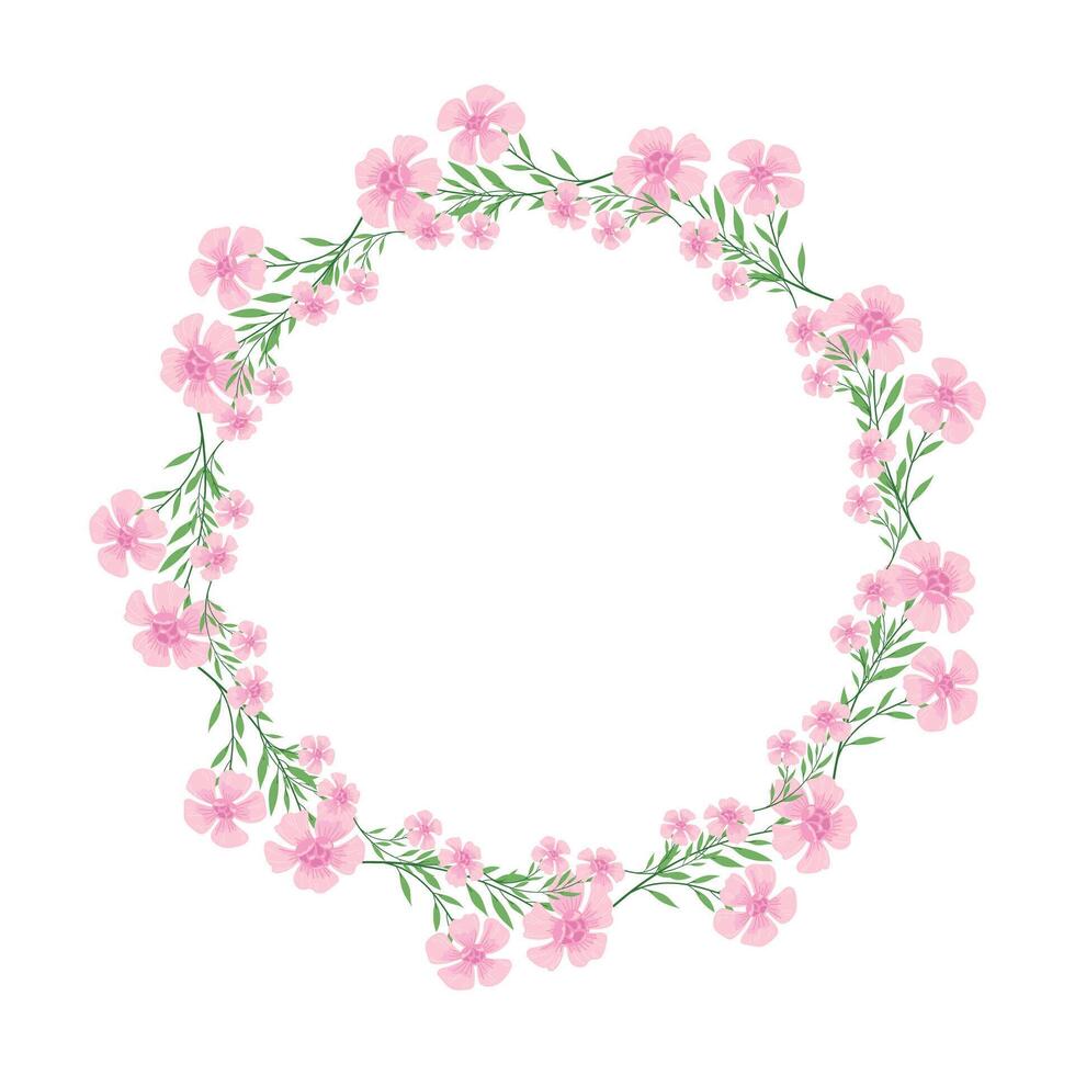 Vector hand drawn floral wreath frame on white background