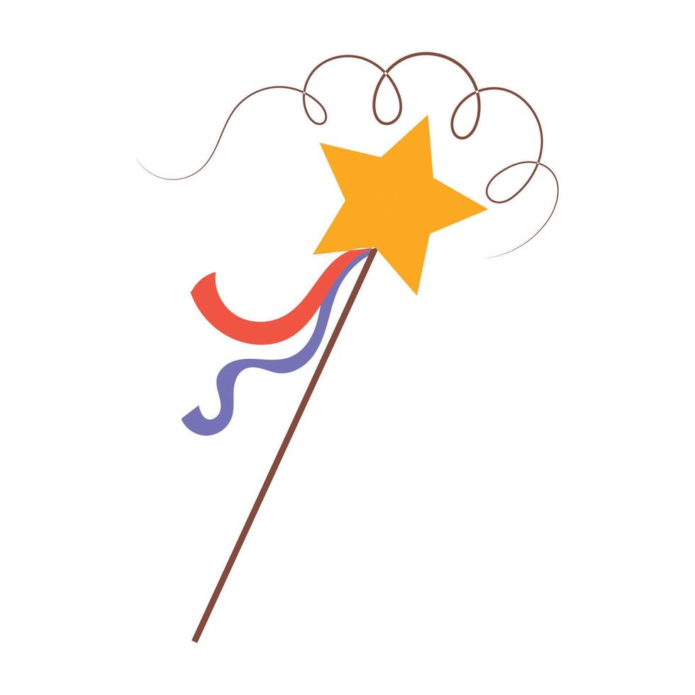 Vector icon fabulous magic wand fantastic magician and conjurer's wand symbol of miracle magic