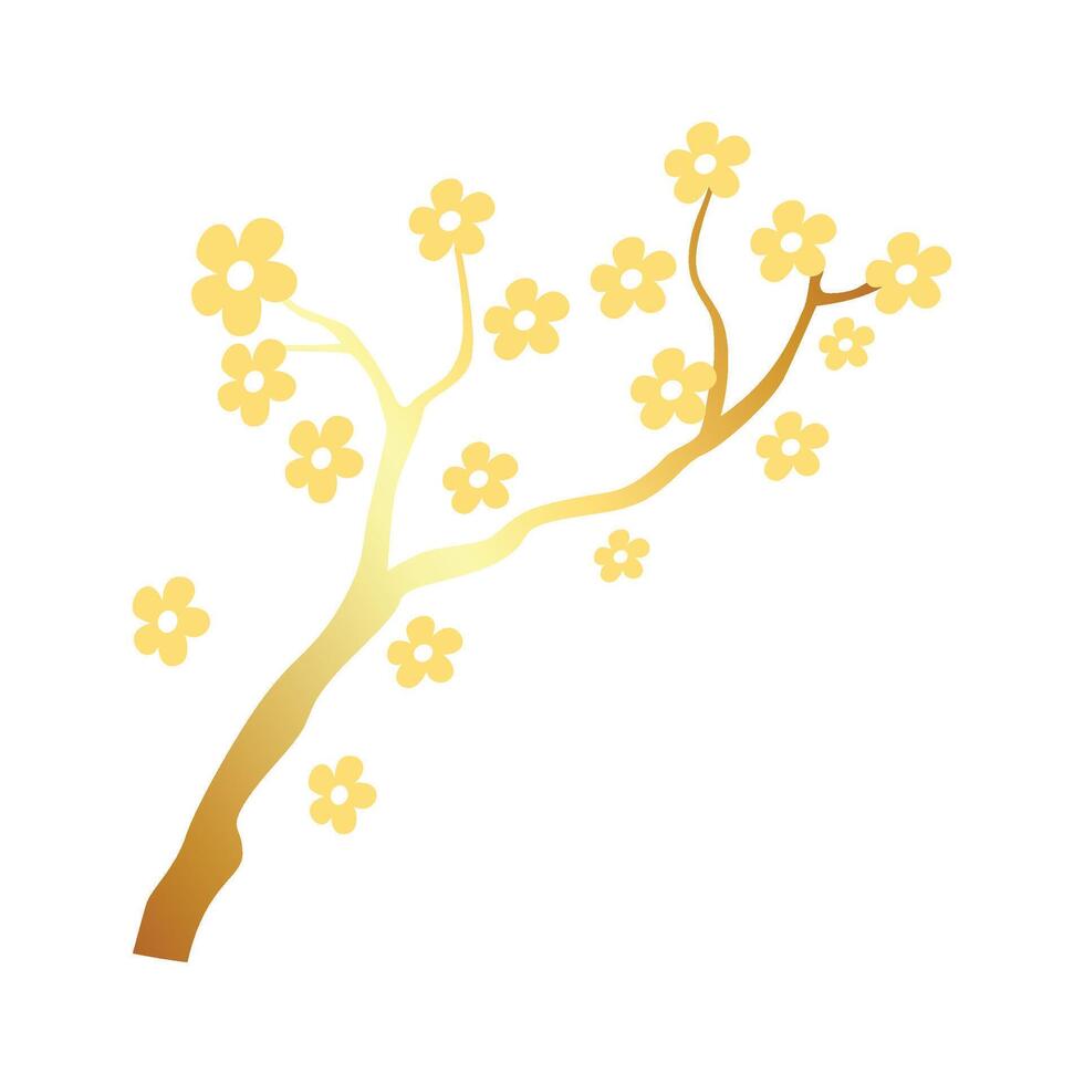 Vector hand drawn golden flowers on white background
