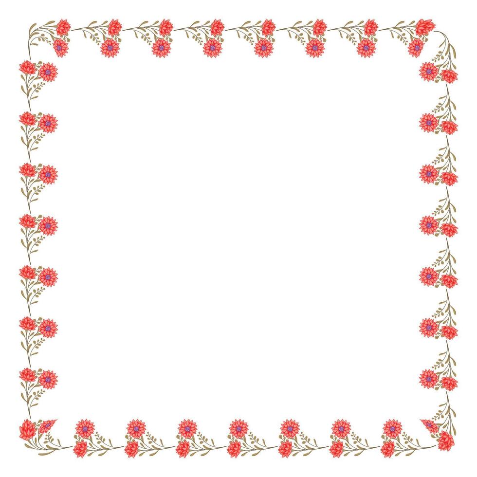 Vector hand drawn floral frame on white background