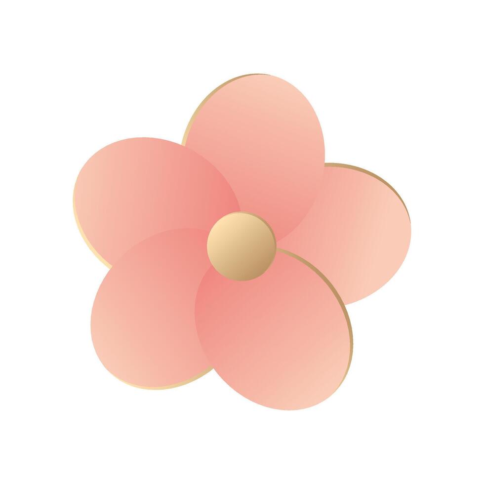 top view cute pink flower on white background vector