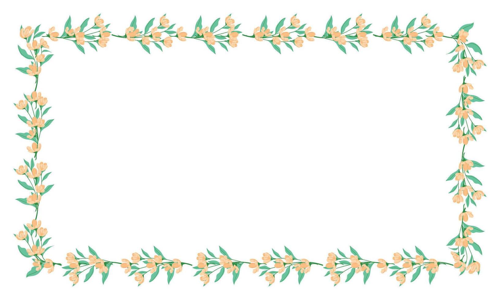 Vector hand drawn floral frame on white background