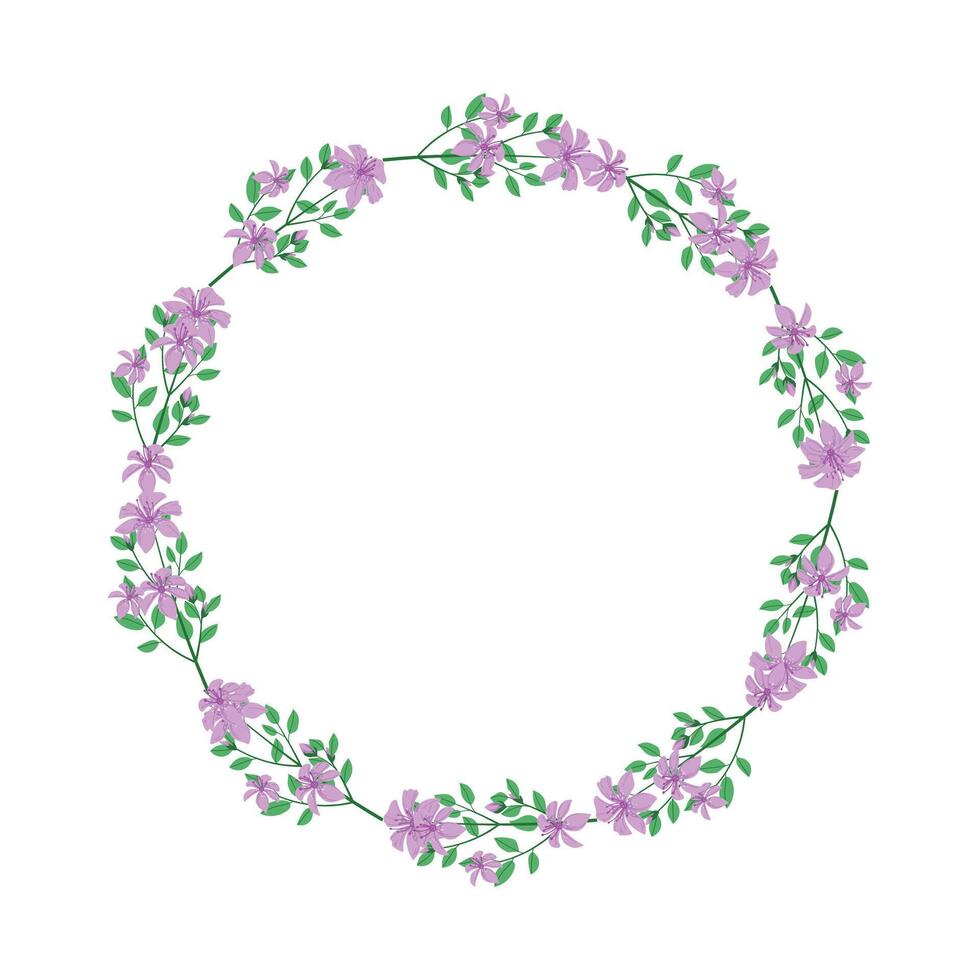 Vector hand drawn floral wreath frame on white background