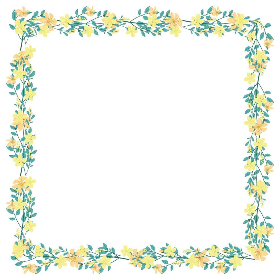Vector hand drawn floral frame on white background