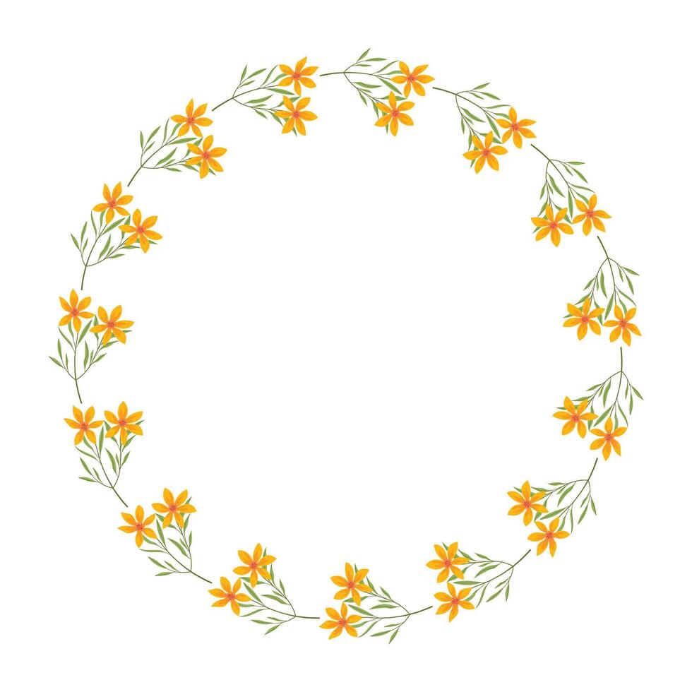 Vector hand drawn floral wreath frame on white background