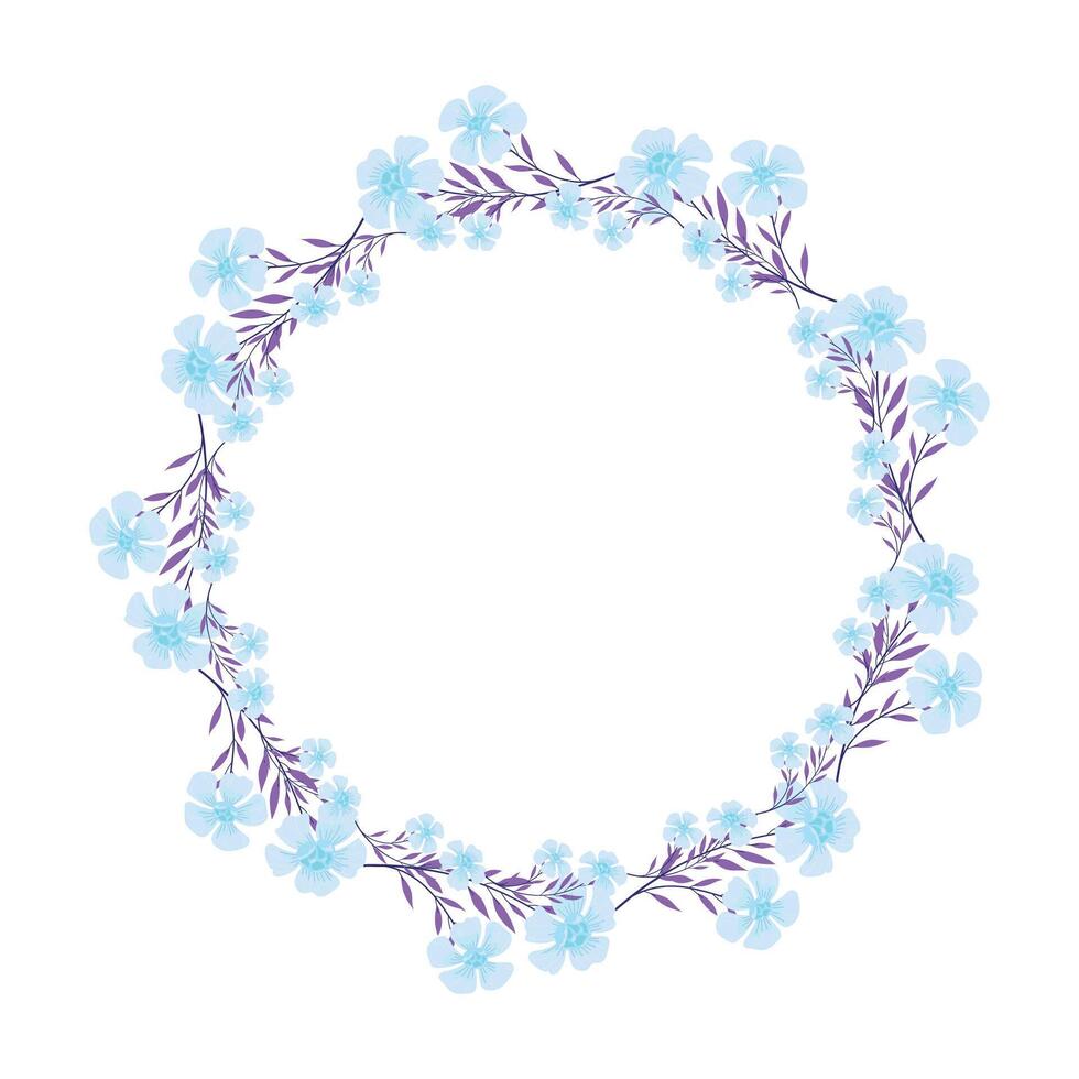 Vector hand drawn floral wreath frame on white background