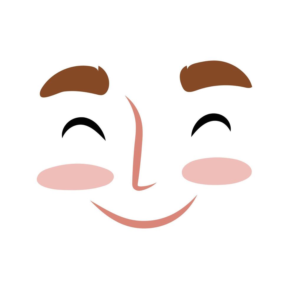 Vector happy face with wide open smile cartoon emotion