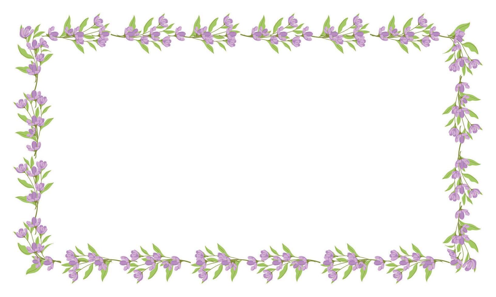 Vector hand drawn floral frame on white background