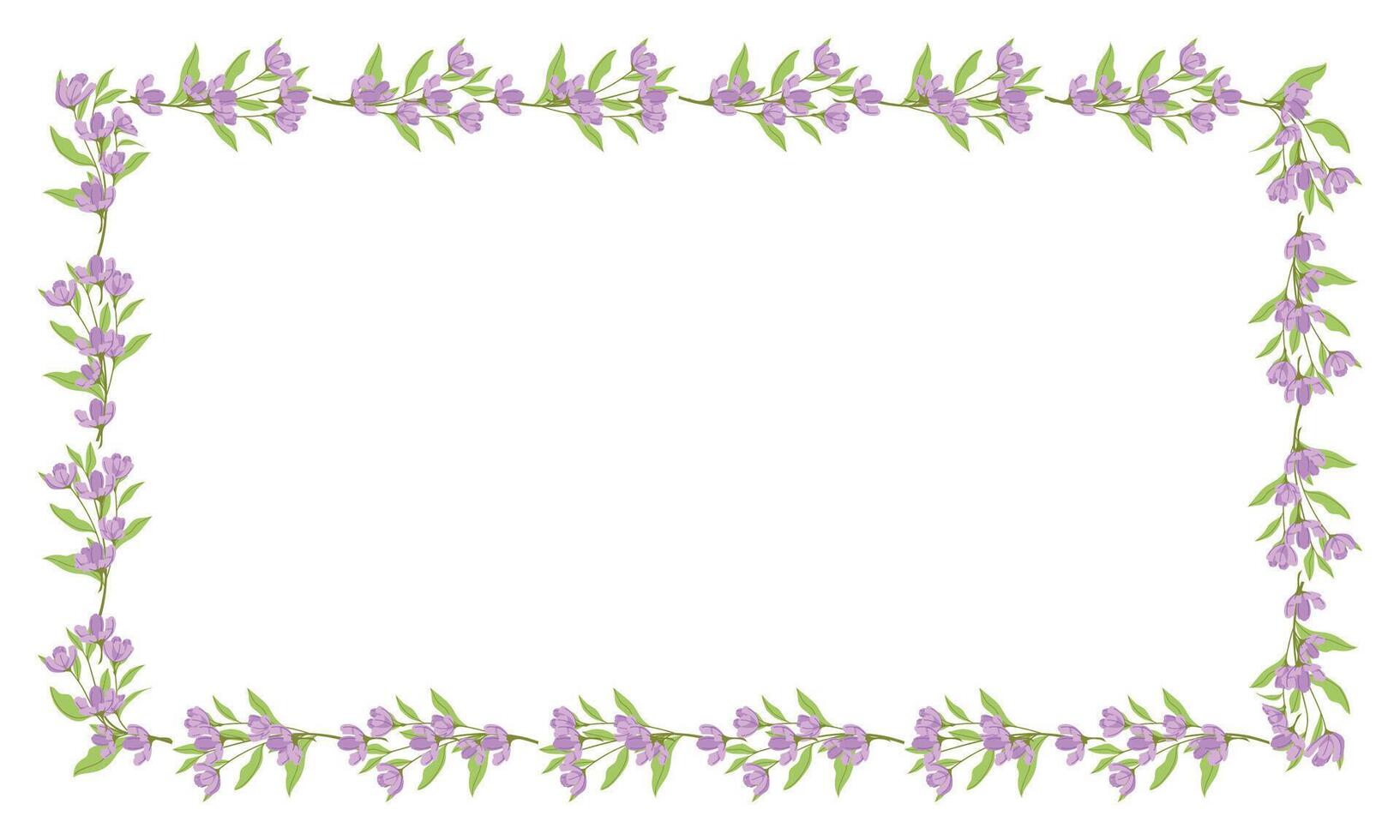 Vector hand drawn floral frame on white background