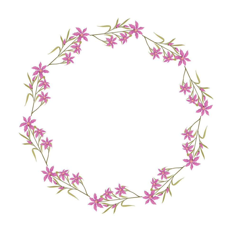 Vector hand drawn floral wreath frame on white background