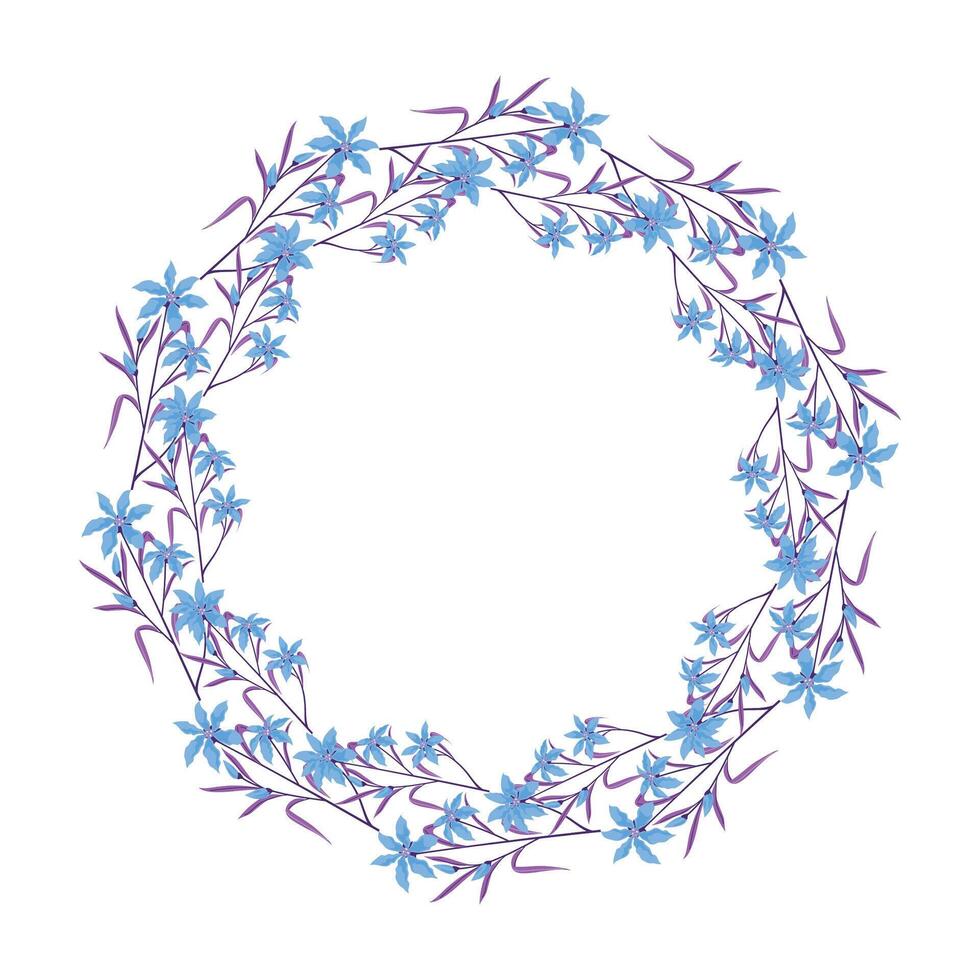 Vector hand drawn floral wreath frame on white background