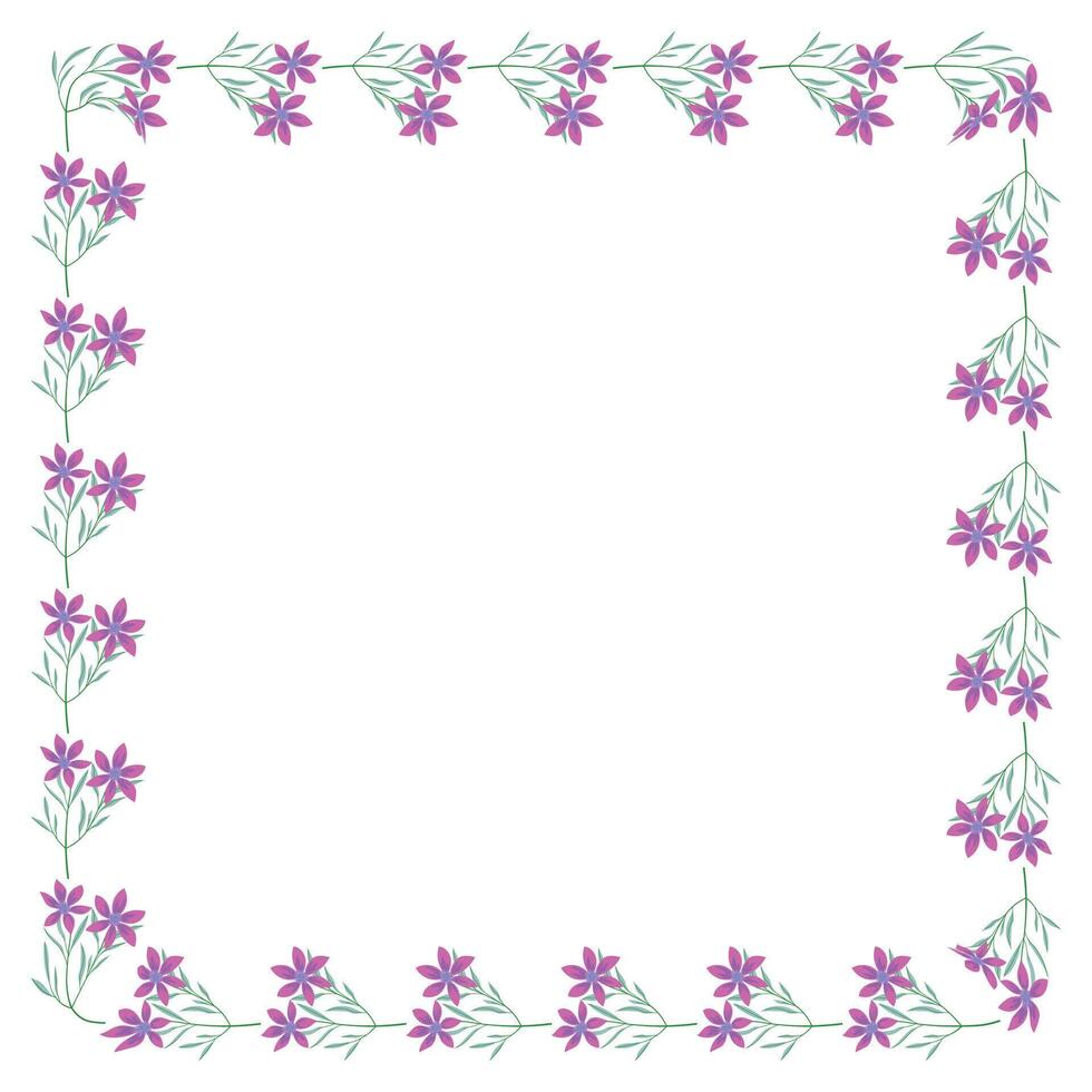 Vector hand drawn floral frame on white background