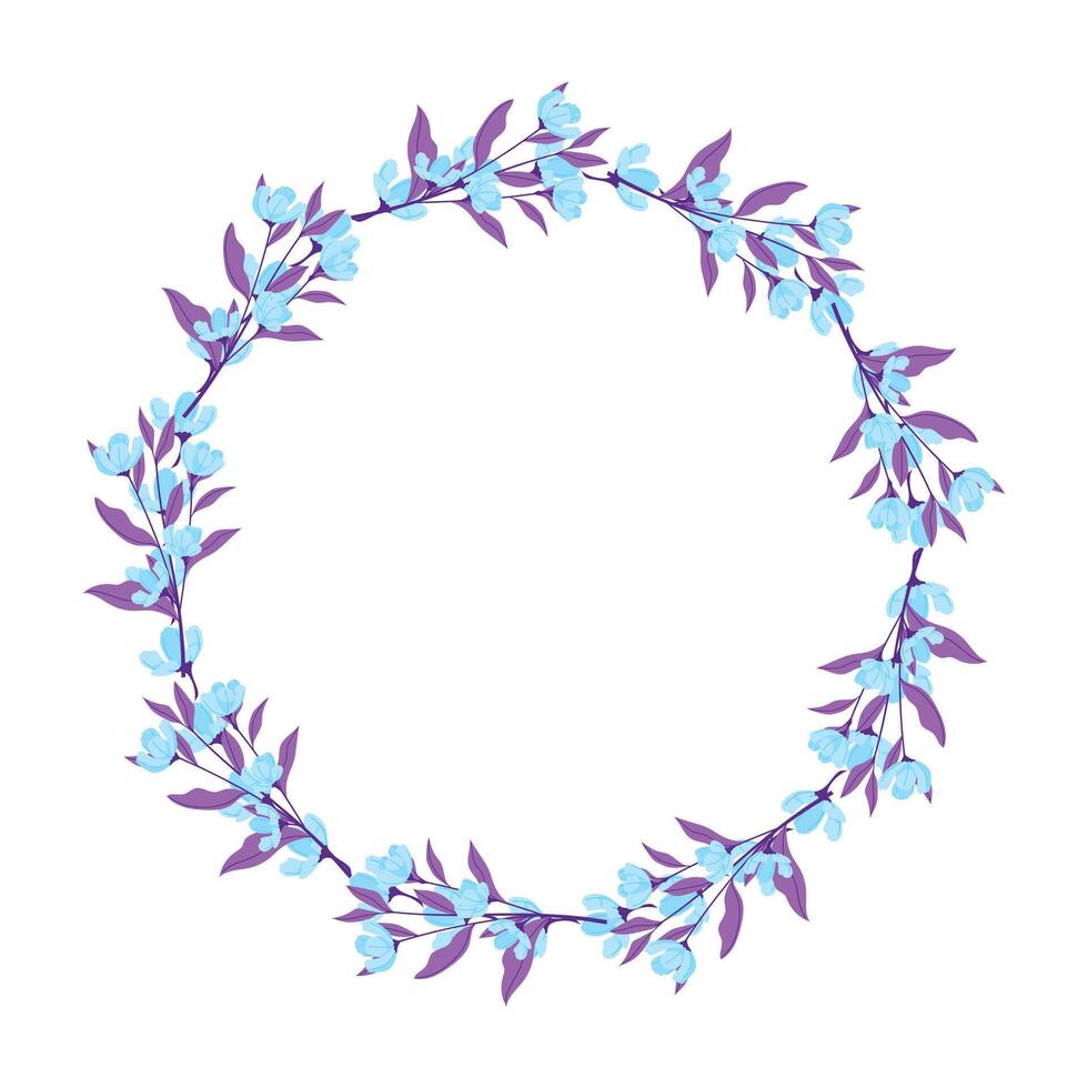 Vector hand drawn floral wreath frame on white background