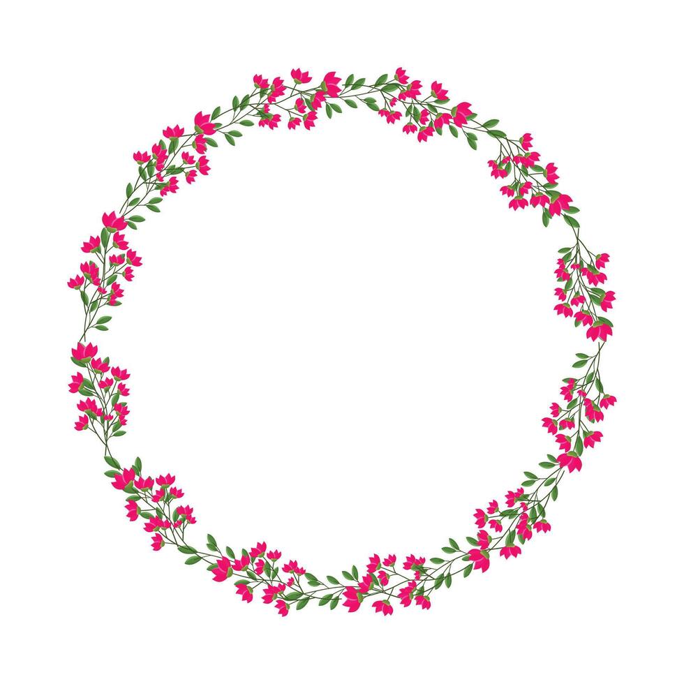 vector hand drawn floral wreath on white background