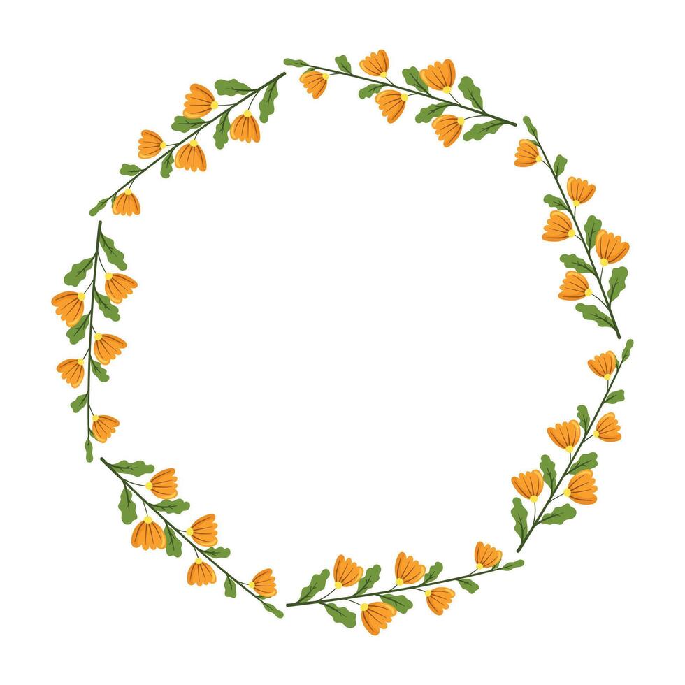 vector hand drawn floral wreath on white background