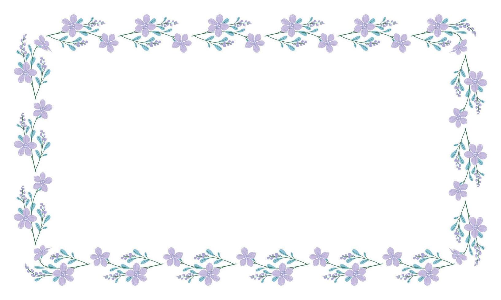 Vector hand drawn floral frame on white background