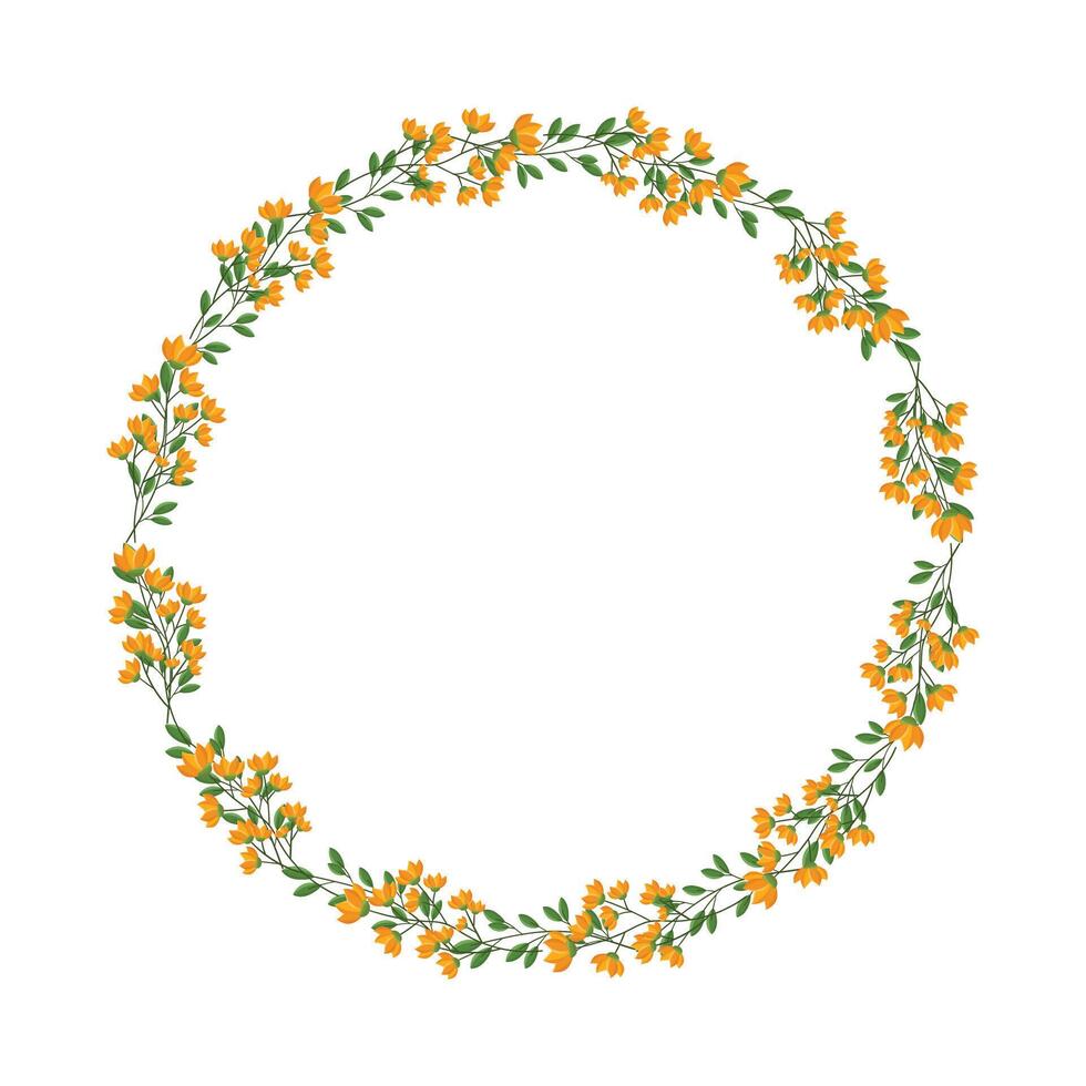 vector hand drawn floral wreath on white background