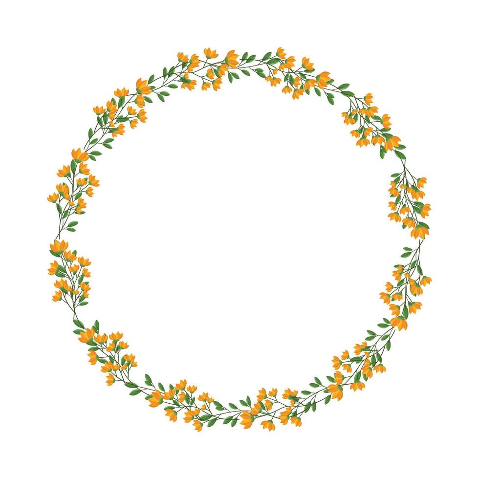 vector hand drawn floral wreath on white background