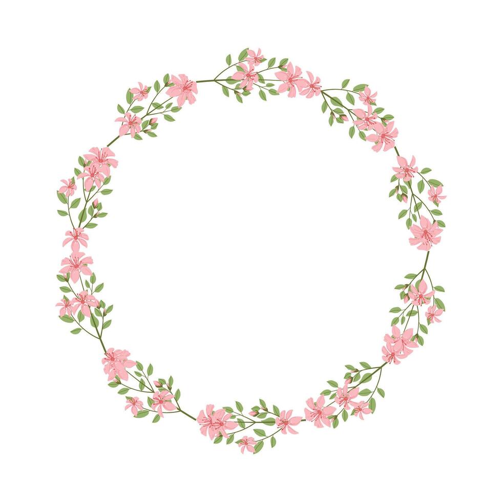 Vector hand drawn floral wreath frame on white background