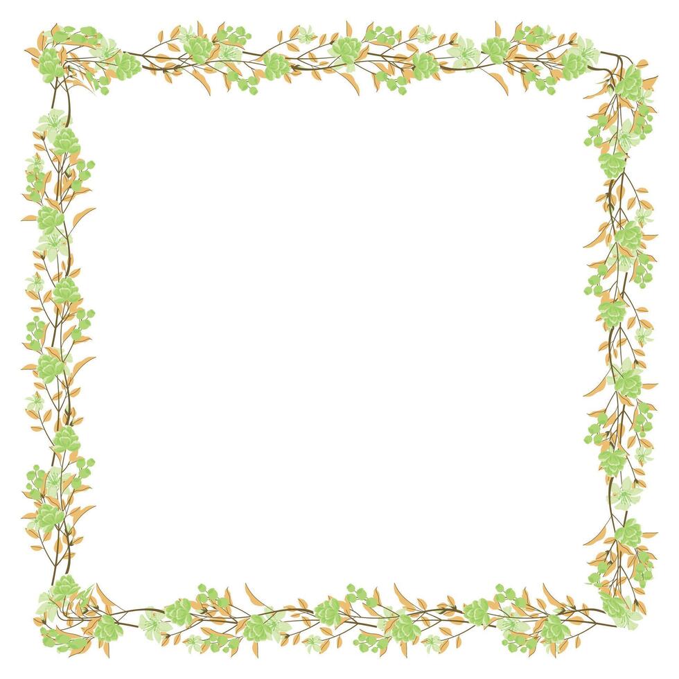 Vector hand drawn floral frame on white background