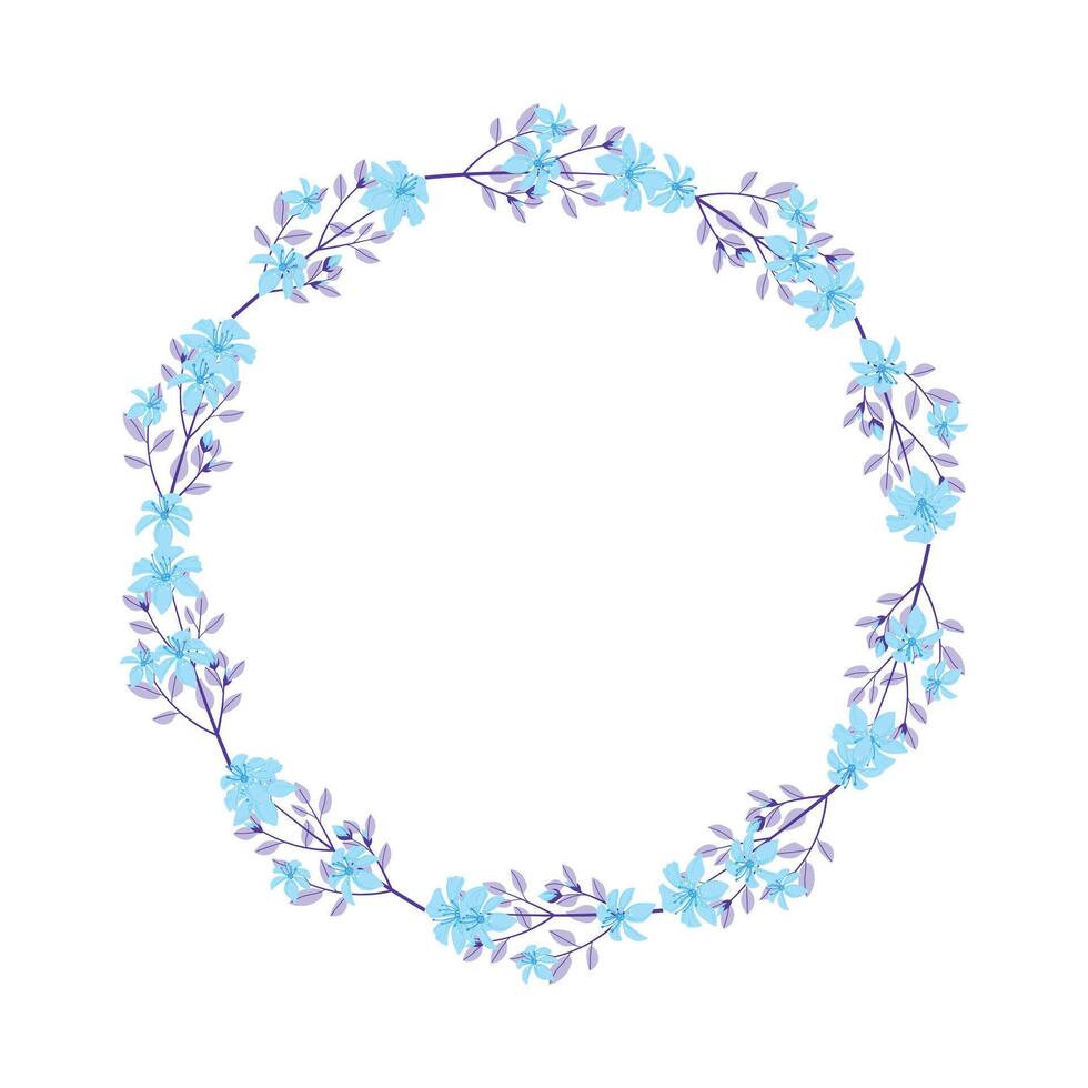 Vector hand drawn floral wreath frame on white background