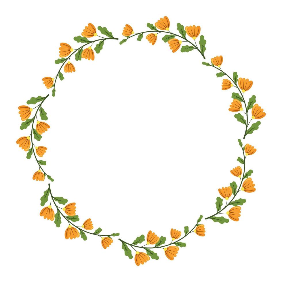 vector hand drawn floral wreath on white background