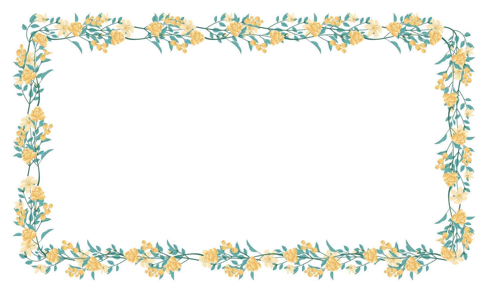 Vector hand drawn floral frame on white background