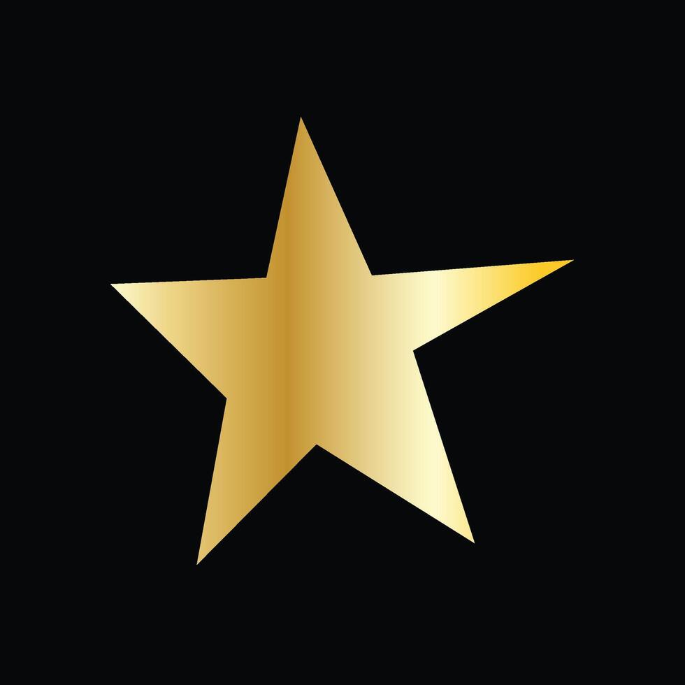 Vector realistic metal gold star illustration on dark background