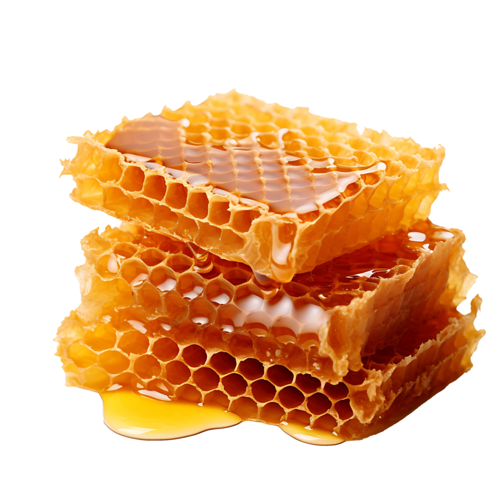 AI generated Nature's Sweet Treat , Isolated Honeycombs in Transparency png