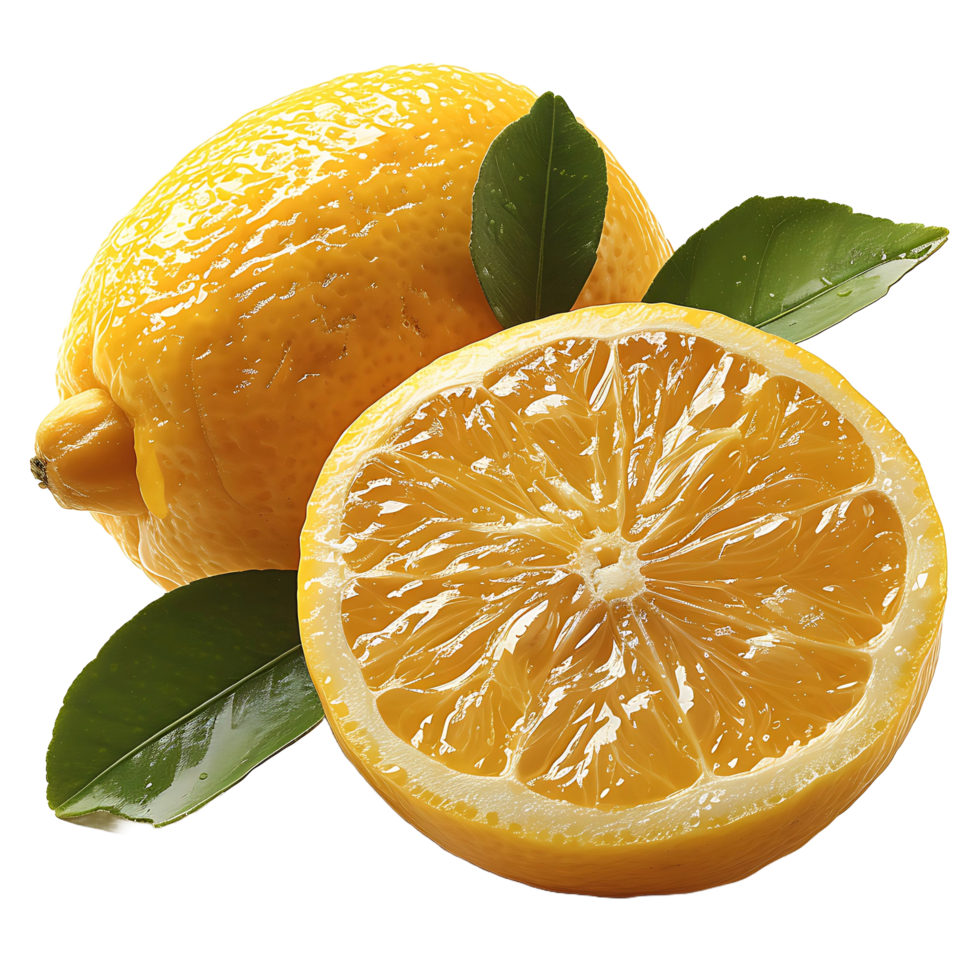 AI generated Yellow Citrus Splash, Lemon Cut Out with Transparency png
