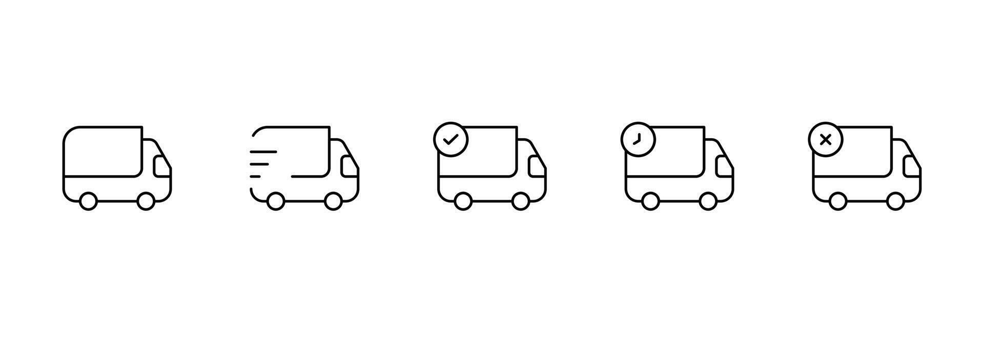 Delivery Van truck icon, delivery truck icons editable flat icon for apps and websites. Linear, editable stroke. Vector Illustration