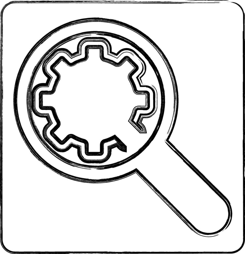 Magnifying glass icon with gear repair design decoration. vector
