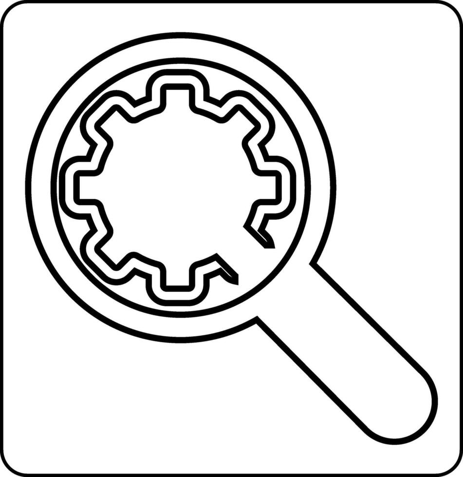 Magnifying glass icon with gear repair design decoration. vector