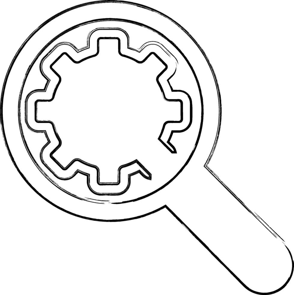 Magnifying glass icon with gear repair design decoration. vector