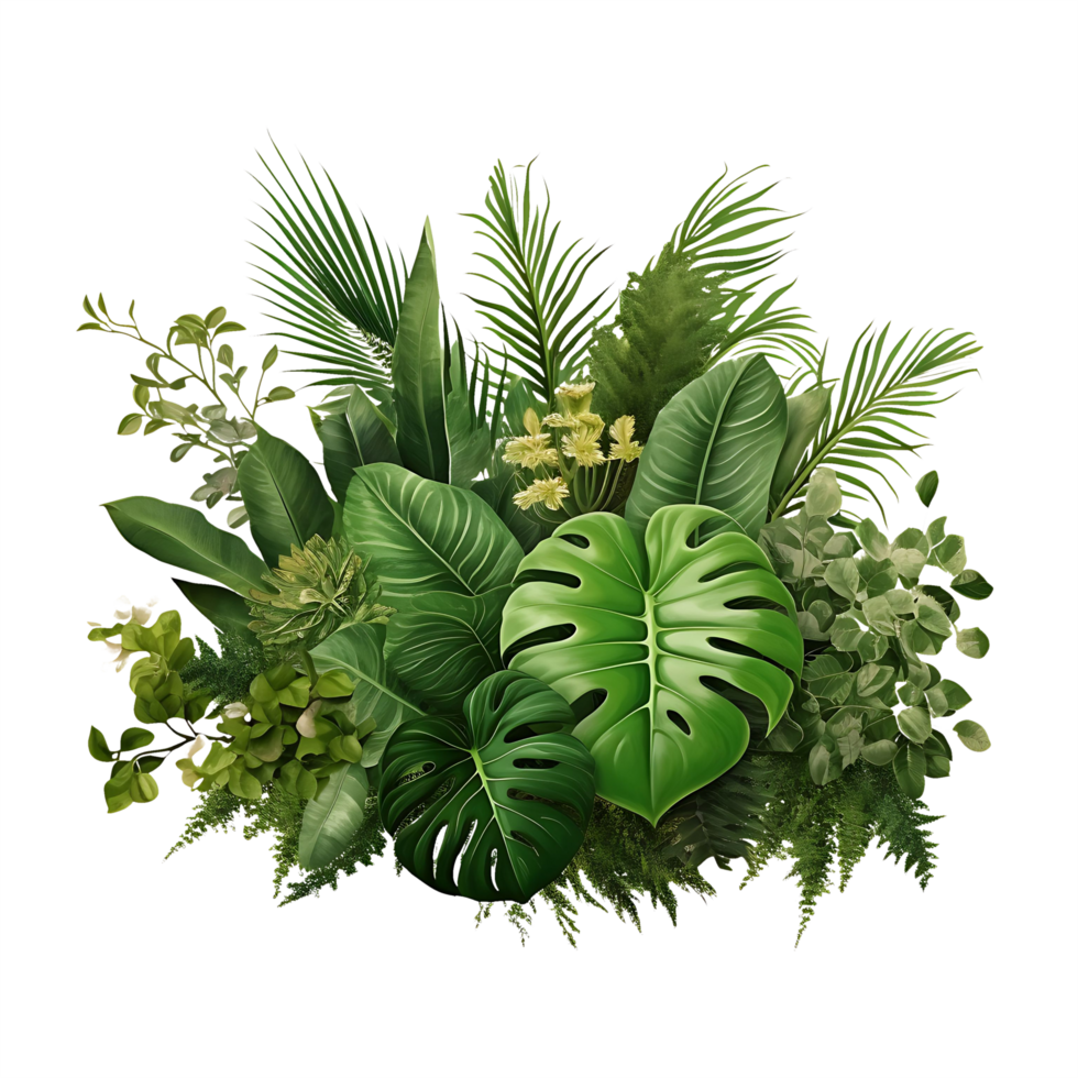 AI generated Tropical Transparency Bush Foliage in Nature Arrangement png