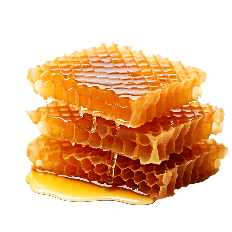 AI generated Sticky Sweetness , Transparent Cutout of Honeycombs png