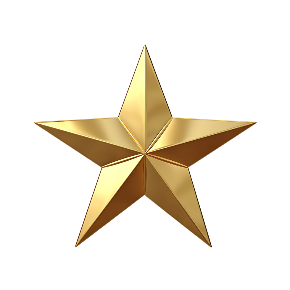 AI generated Stellar Shine, Gold Star on a Clear Canvas png