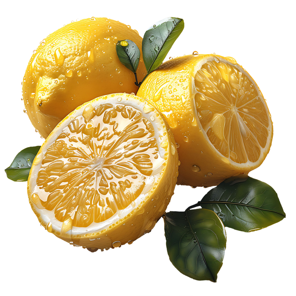 AI generated Clear Cut Freshness, Lemon Isolated on Transparent Canvas png