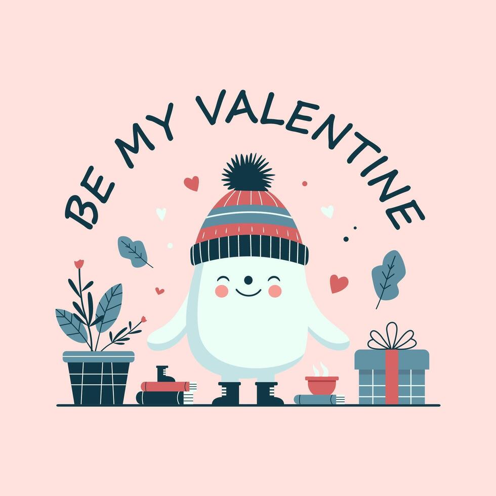 Vector Illustration Cute Character Love Heart Shape for Valentines Day