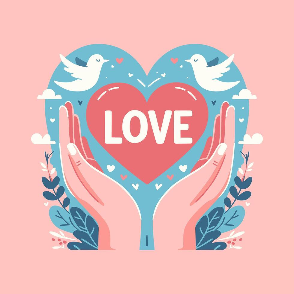 Vector Hand-drawn  Flat Illustration of Typography Love Doodle playful fun