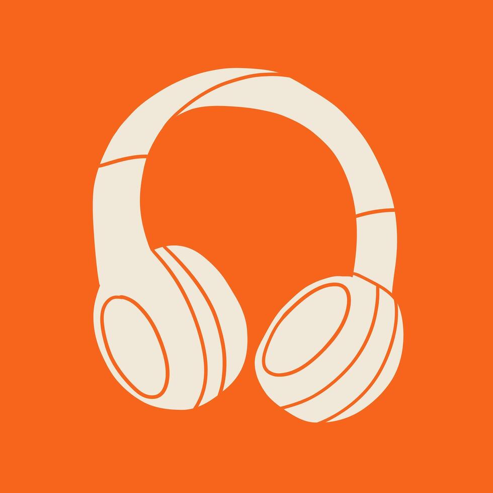 linda profesional auriculares en dibujos animados estilo. vistoso audio equipo para escuchando a música. música dispositivo icono o impresión. vector valores ilustración.