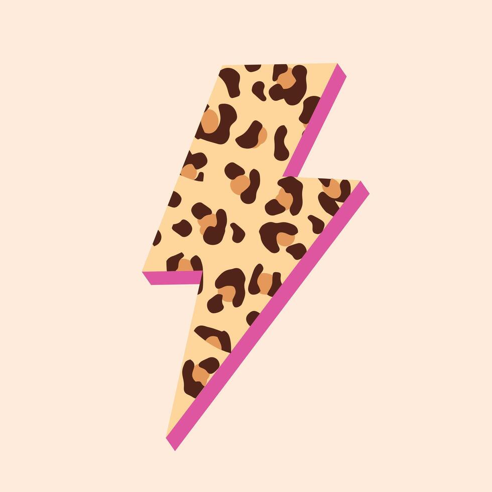 Leopard Lightning Bolt in cartoon style. Simple hand drawn style. Vector illustration.
