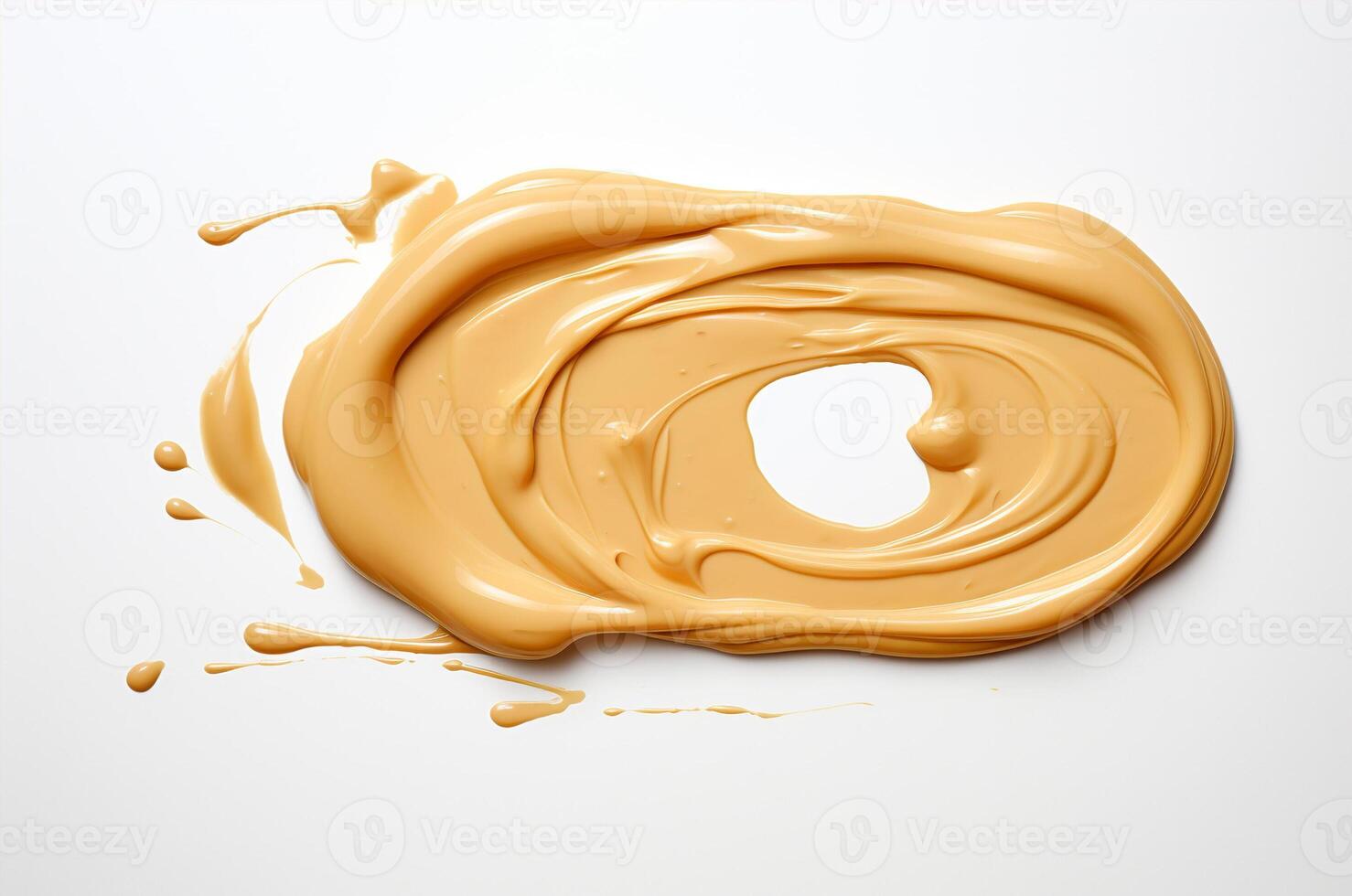 AI generated Peanut butter drop on white background top view photo