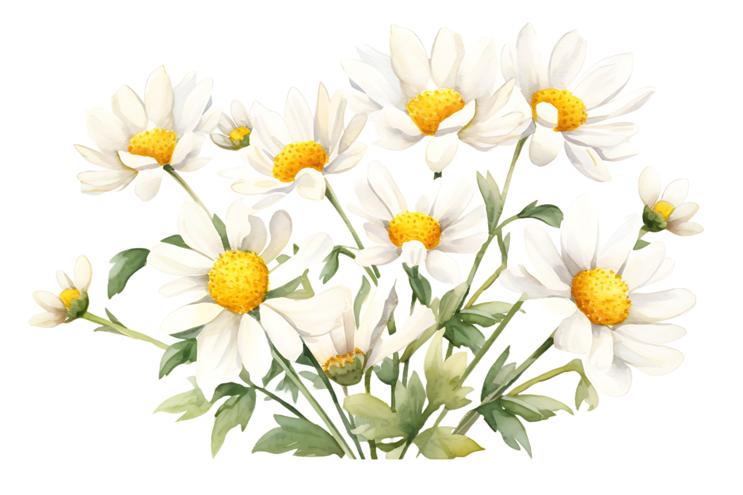 AI generated Daisy Flower Watercolor Clipart  Chamomile Illustration Perfect for Wedding and Home Decor png