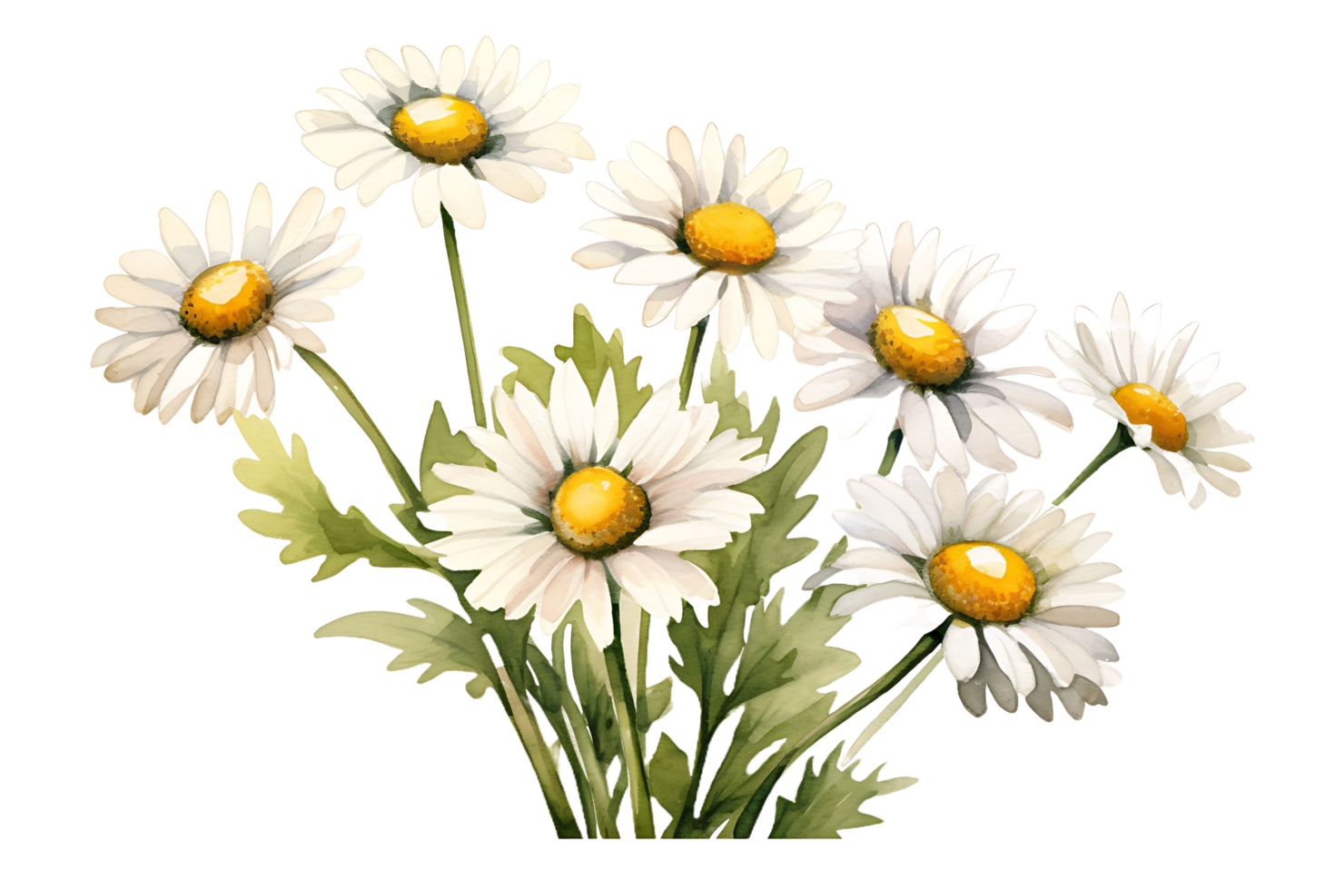 AI generated Daisy Flower Watercolor Clipart  Chamomile Illustration Perfect for Wedding and Home Decor png