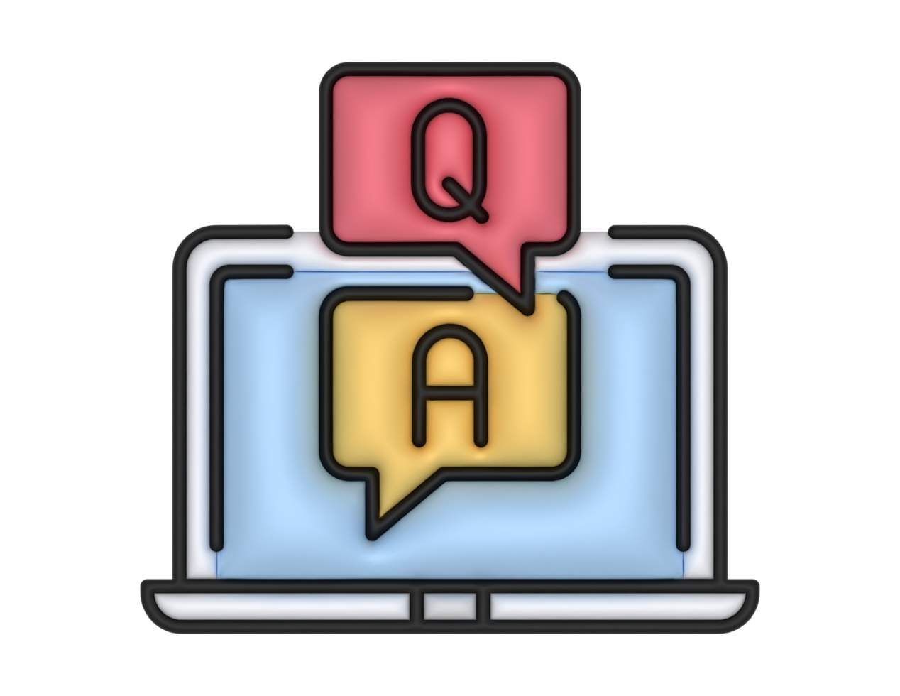 a 3d Question Answer on a transparent background png