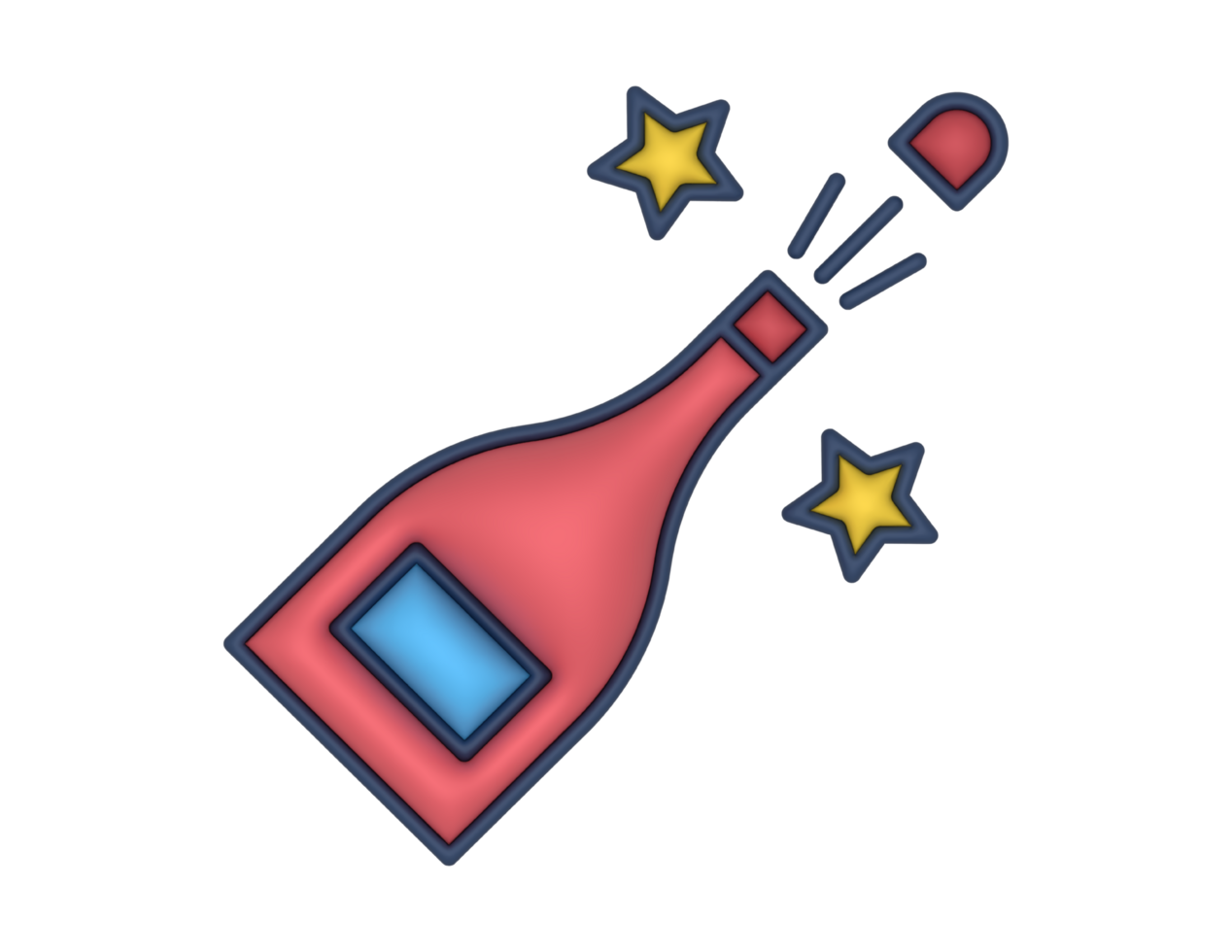 a 3d Champagne on a transparent background png