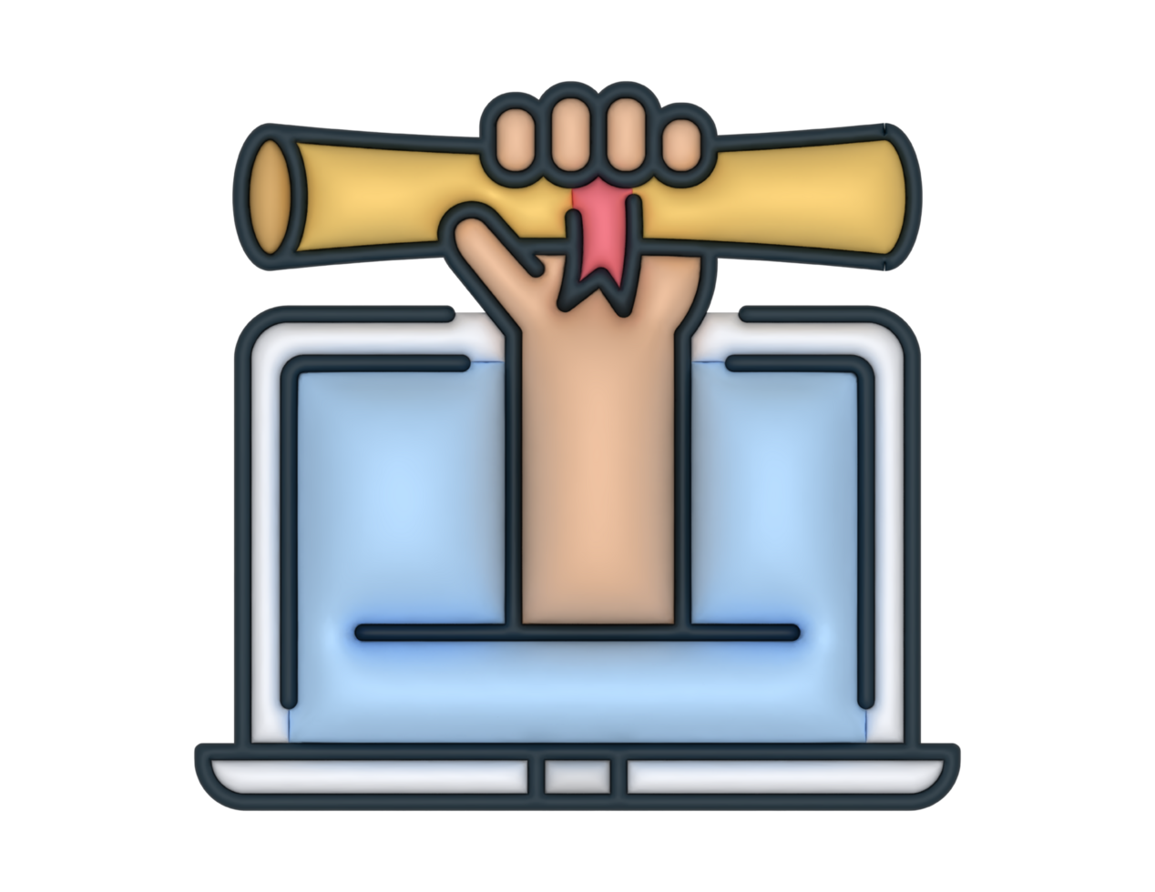 a 3d Online Graduation on a transparent background png