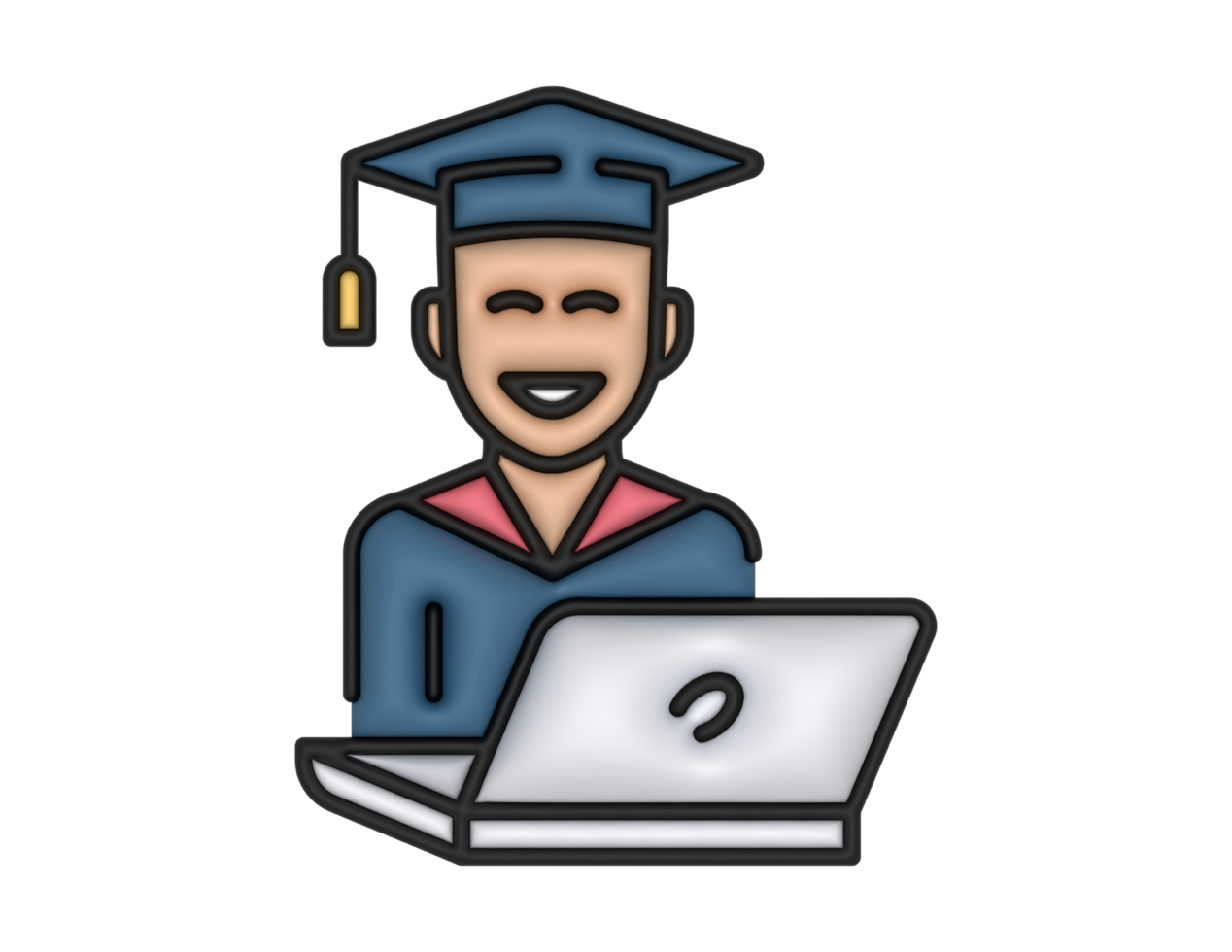 a 3d Online Education on a transparent background png