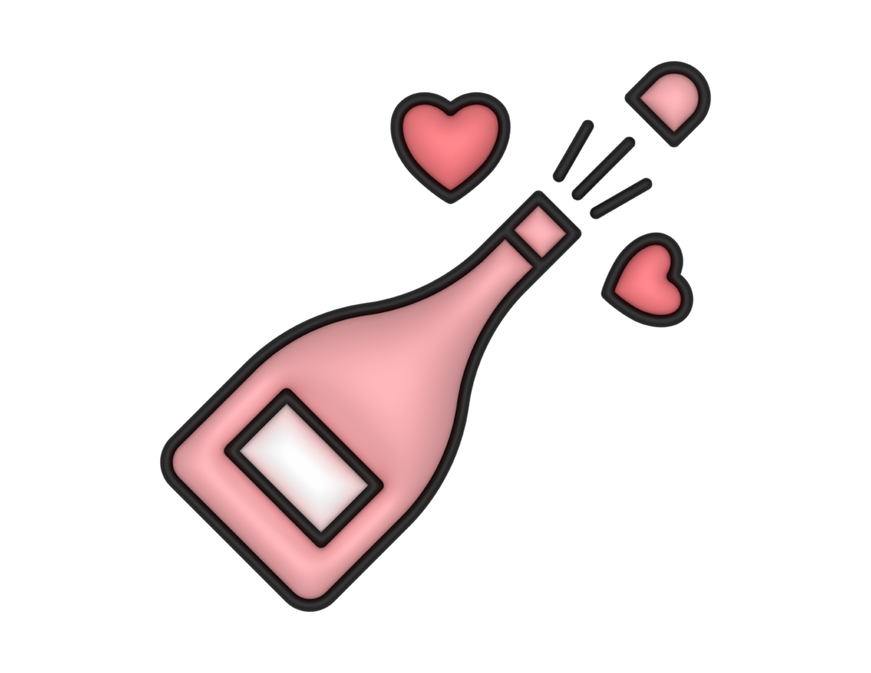 a 3d Champagne on a transparent background png